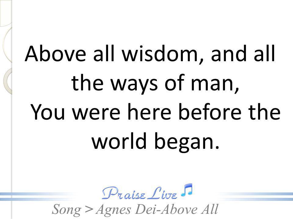 Above all wisdom, and all the ways of man, You were here before the world began.