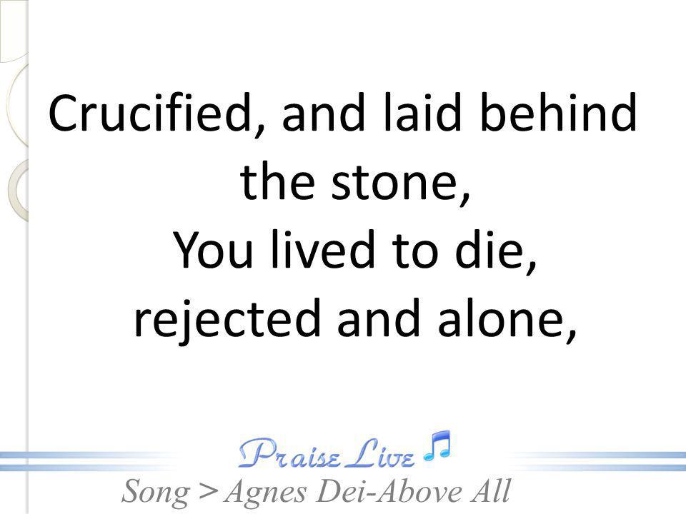 Crucified, and laid behind the stone, You lived to die, rejected and alone,