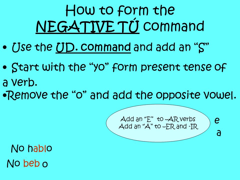 How to form the NEGATIVE TÚ command