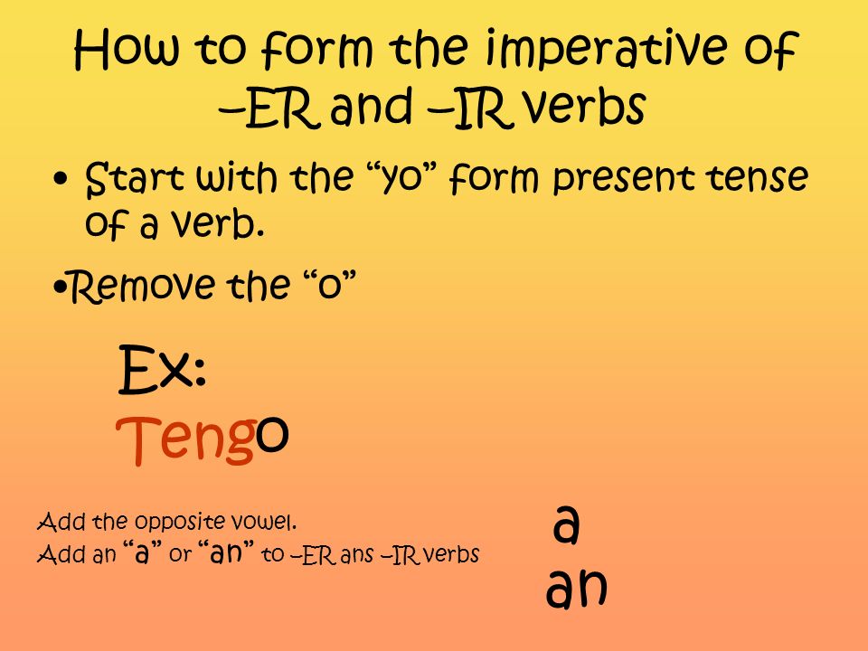 How to form the imperative of –ER and –IR verbs