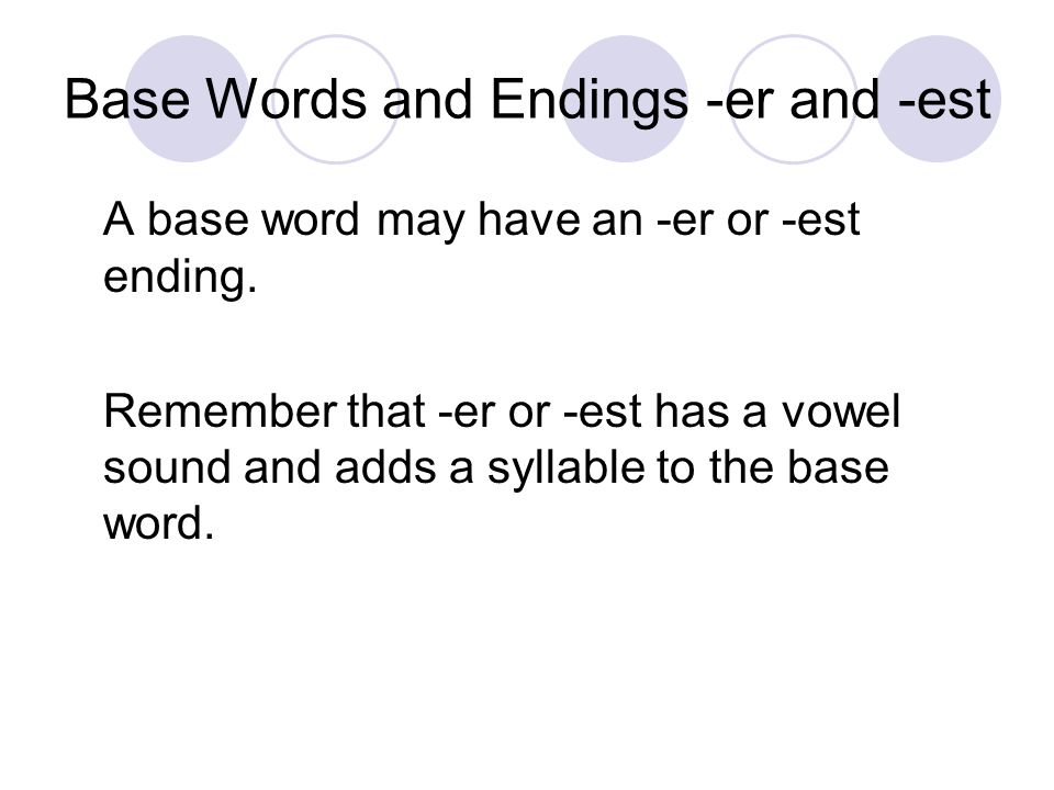 Base Words and Endings -er and -est
