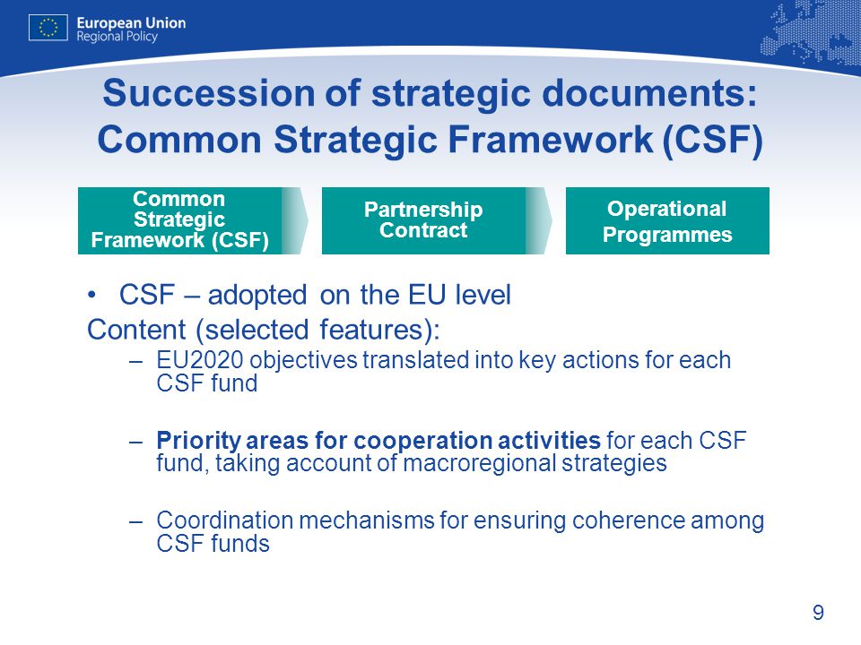 Succession of strategic documents: Common Strategic Framework (CSF)