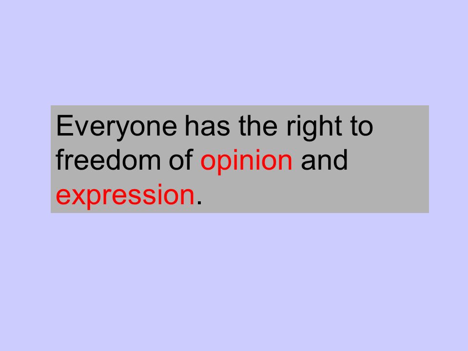 Everyone has the right to freedom of opinion and expression.