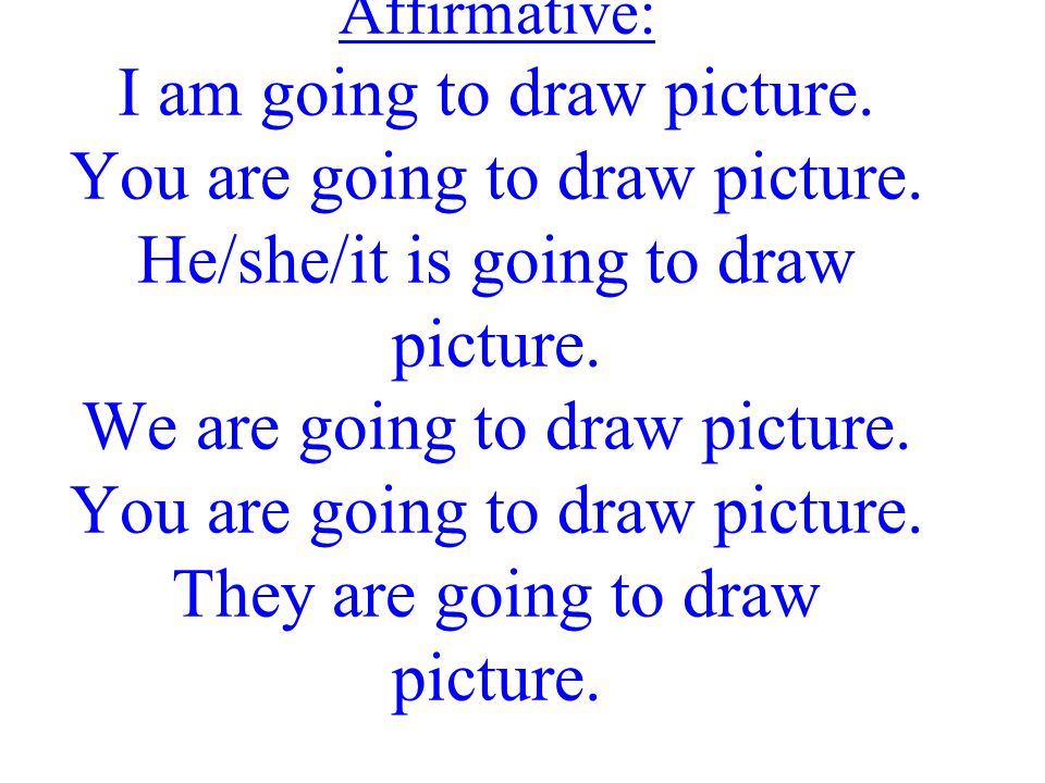 Affirmative: I am going to draw picture. You are going to draw picture