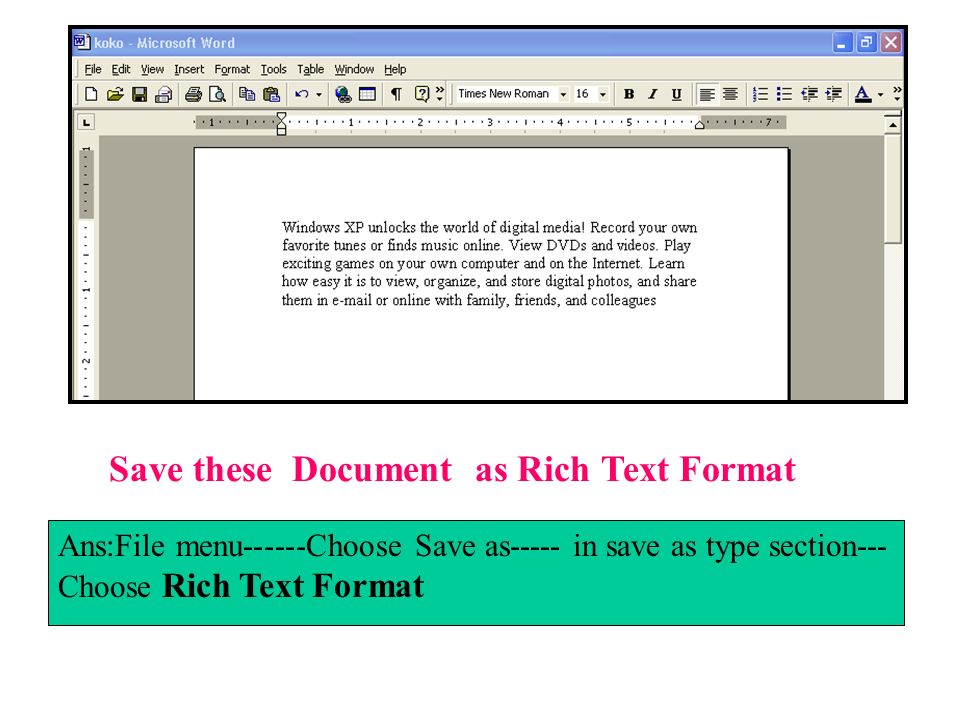Save these Document as Rich Text Format
