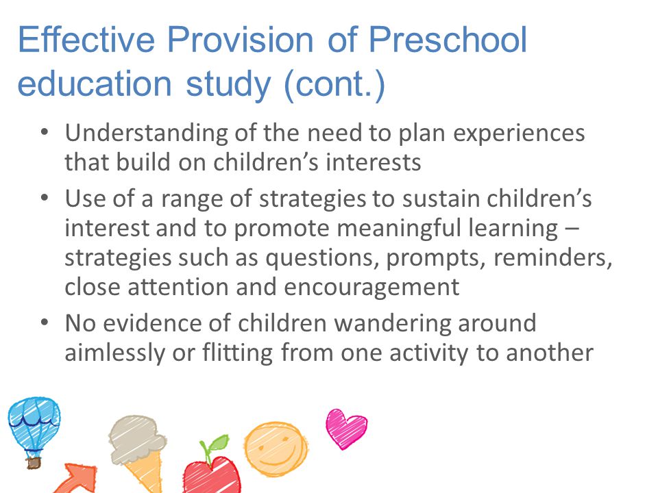 Effective Provision of Preschool education study (cont.)