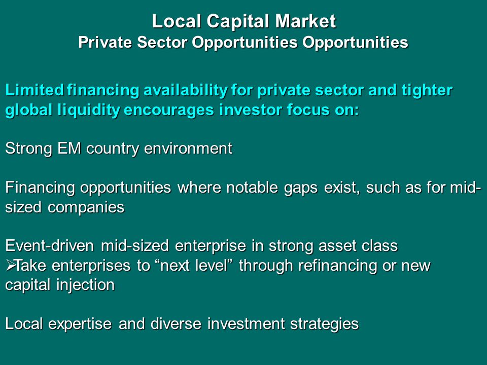 Local Capital Market Private Sector Opportunities Opportunities
