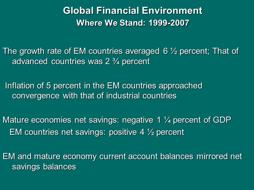 Global Financial Environment Where We Stand: