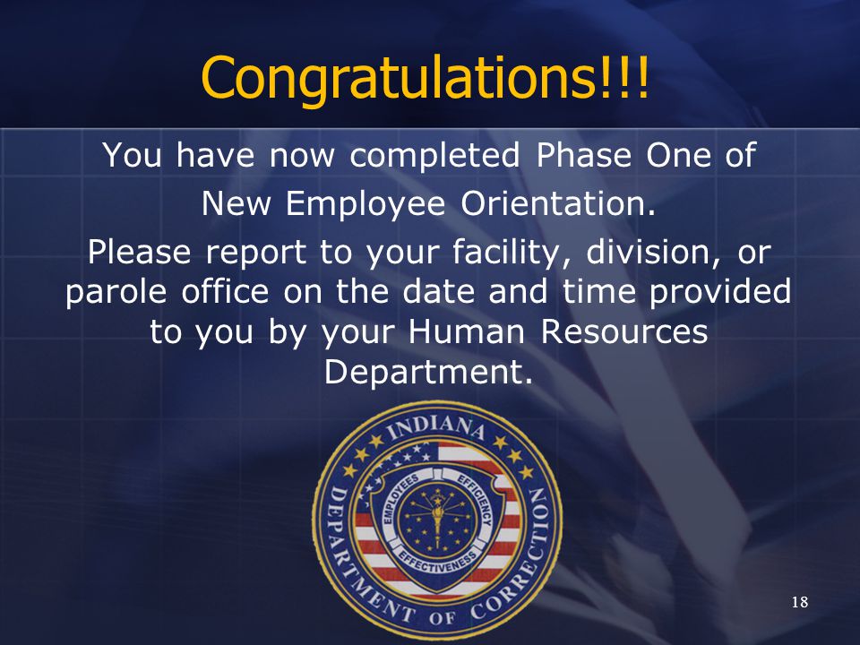 Congratulations!!! You have now completed Phase One of