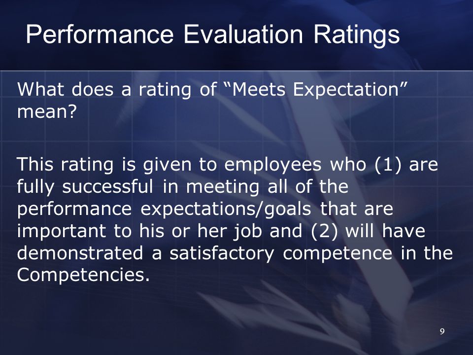 Performance Evaluation Ratings