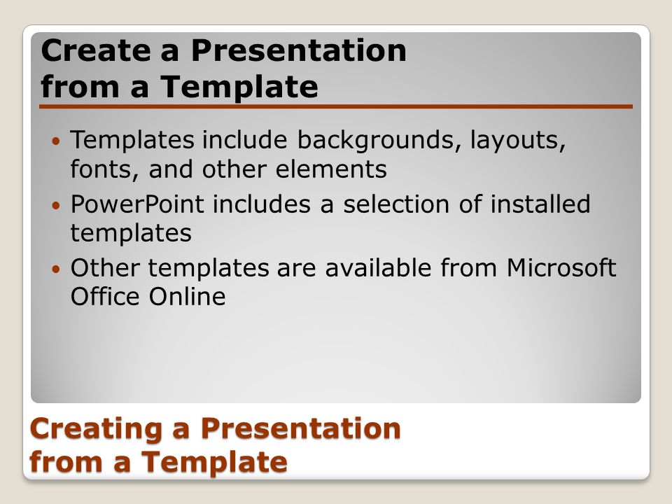 Creating a Presentation from a Template