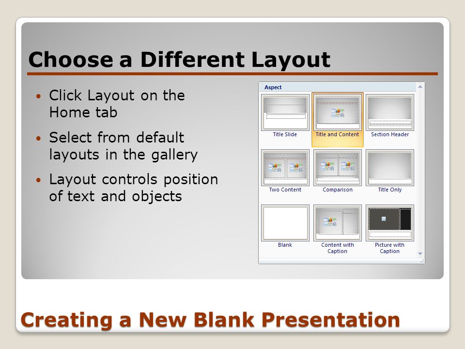 Creating a New Blank Presentation