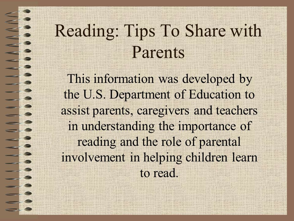 Reading: Tips To Share with Parents