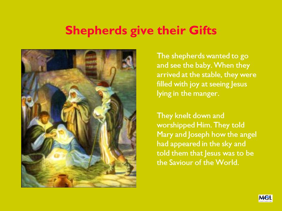 Shepherds give their Gifts