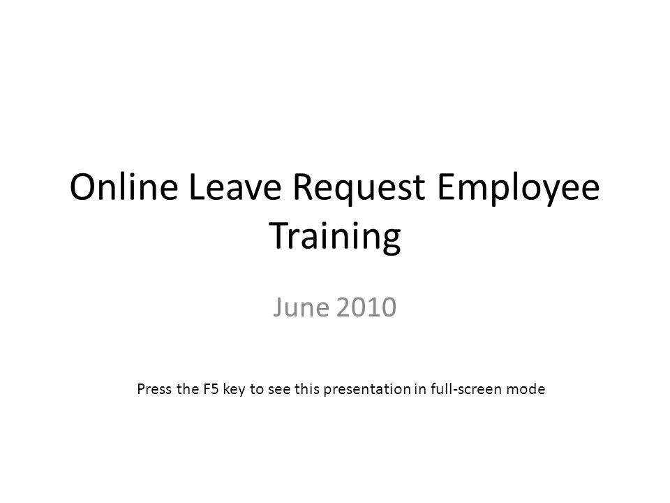 Online Leave Request Employee Training