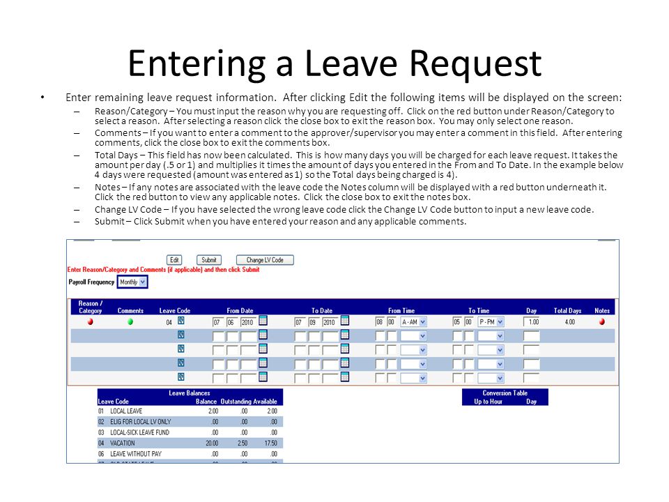 Entering a Leave Request