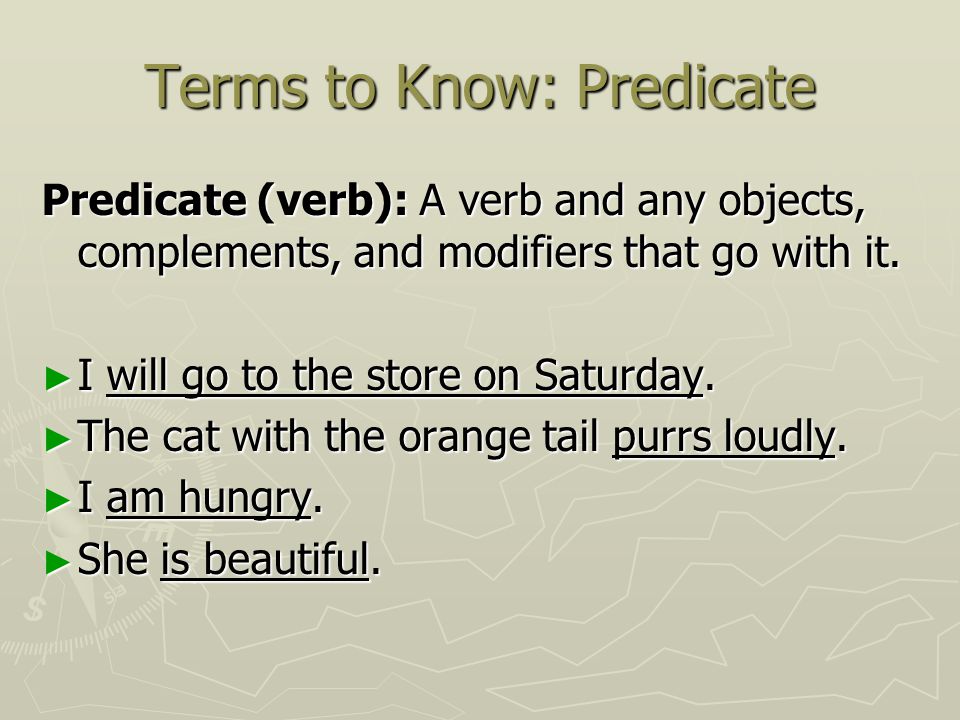 Terms to Know: Predicate