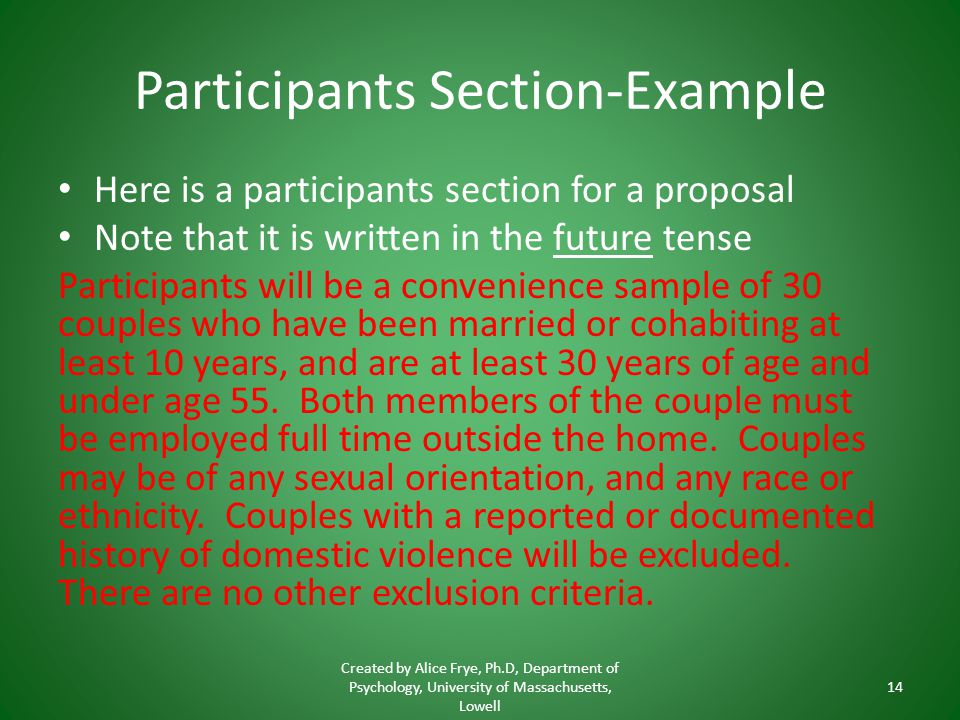 Participants Section-Example