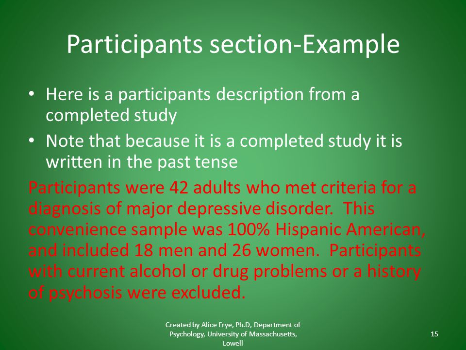 Participants section-Example