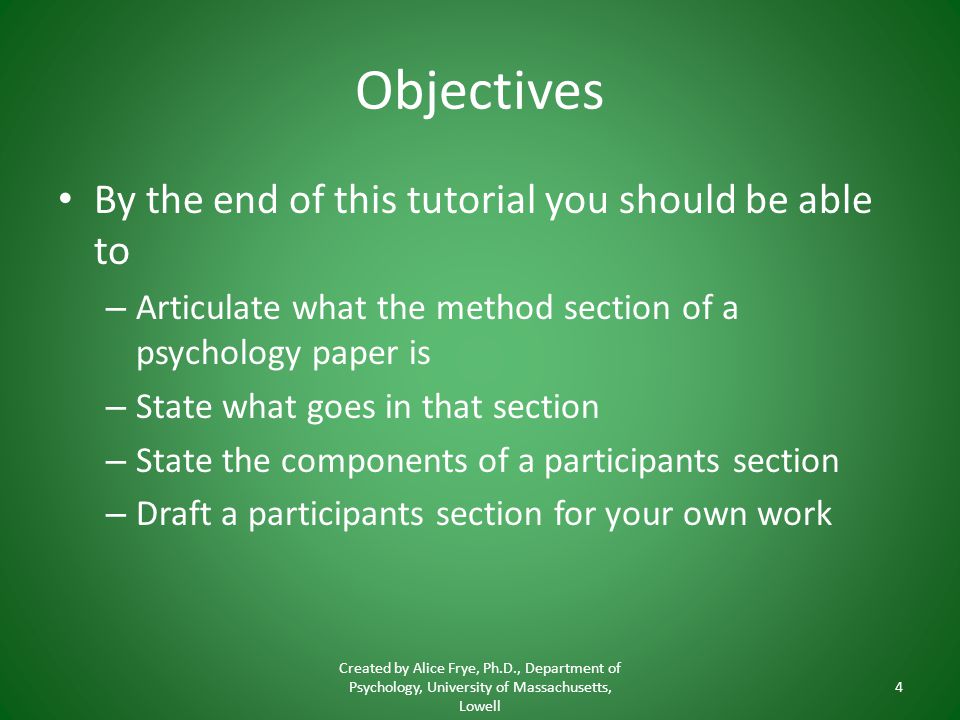 Objectives By the end of this tutorial you should be able to