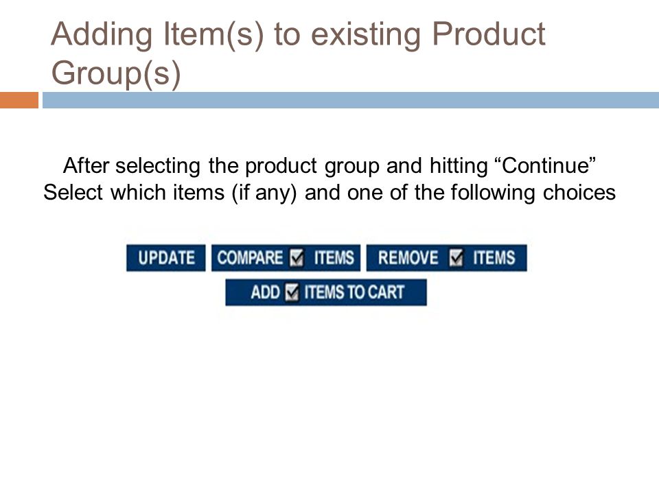 Adding Item(s) to existing Product Group(s)