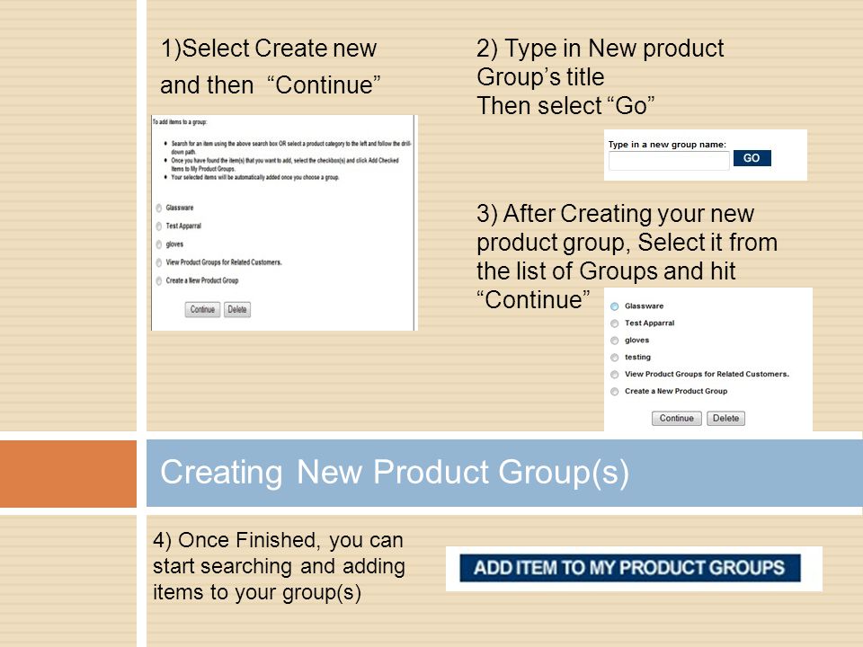 Creating New Product Group(s)