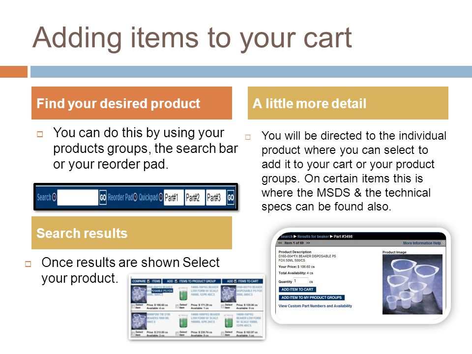 Adding items to your cart