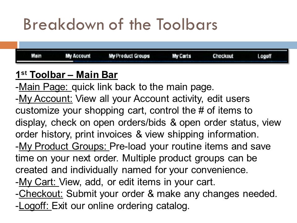 Breakdown of the Toolbars
