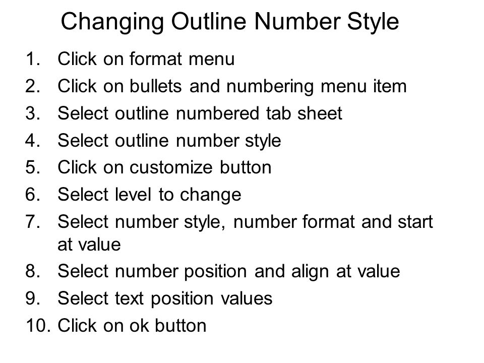 Changing Outline Number Style