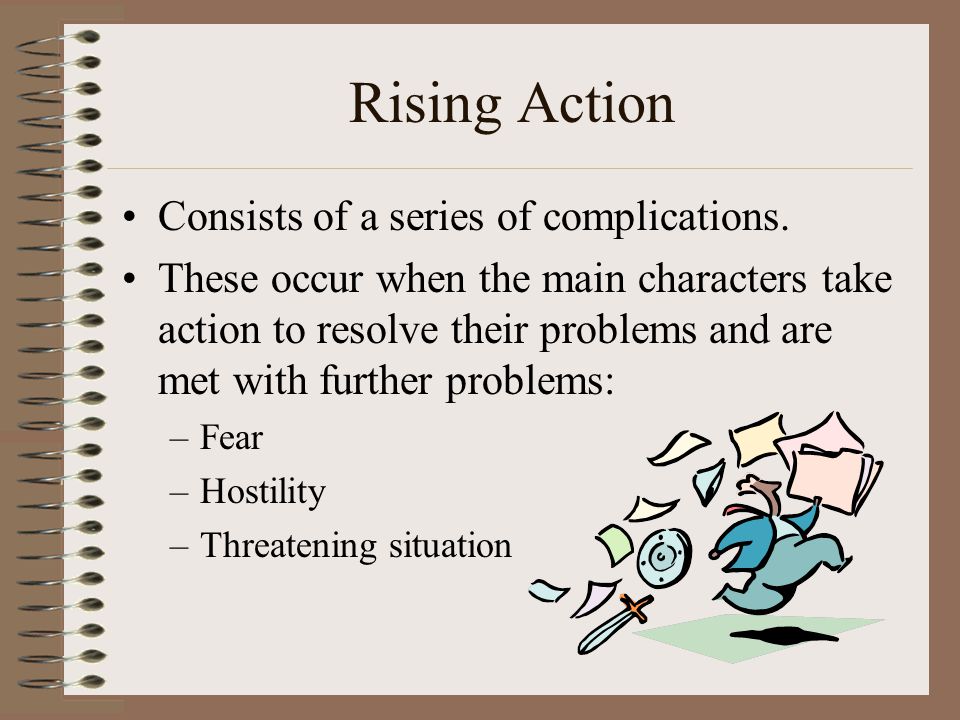 Rising Action Consists of a series of complications.