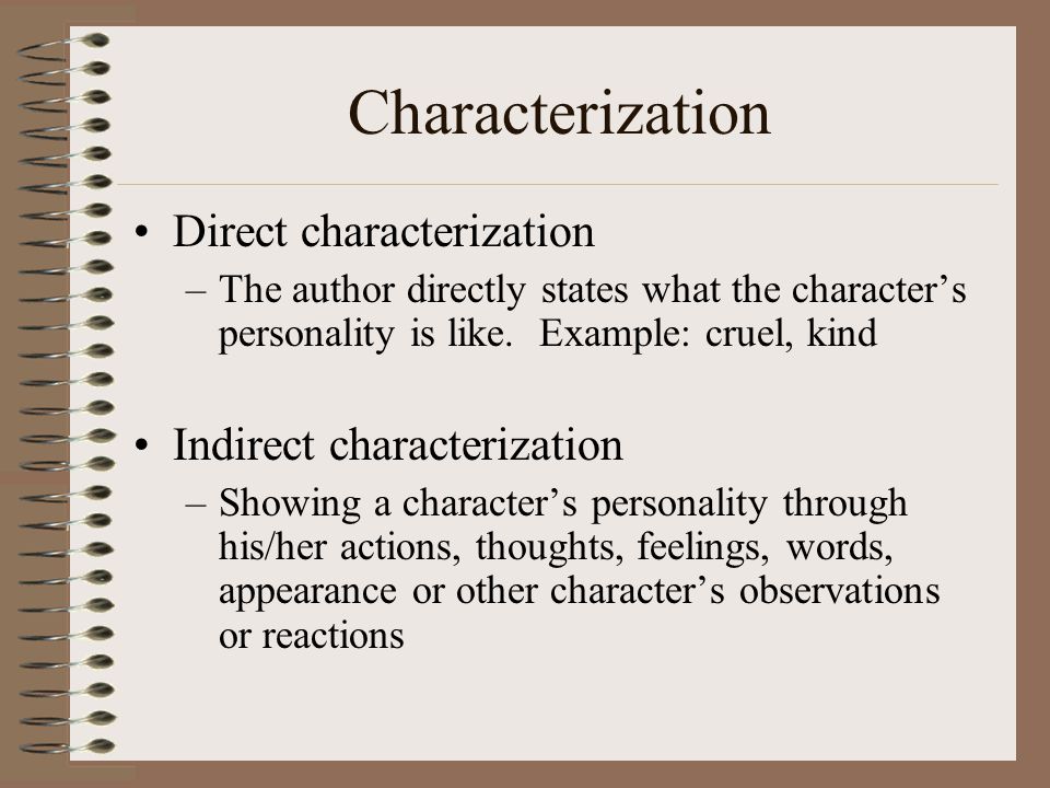 Characterization Direct characterization Indirect characterization