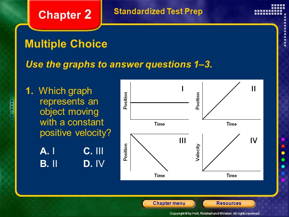 Chapter 2 Multiple Choice Use the graphs to answer questions 1–3.