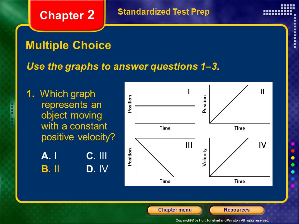 Chapter 2 Multiple Choice Use the graphs to answer questions 1–3.