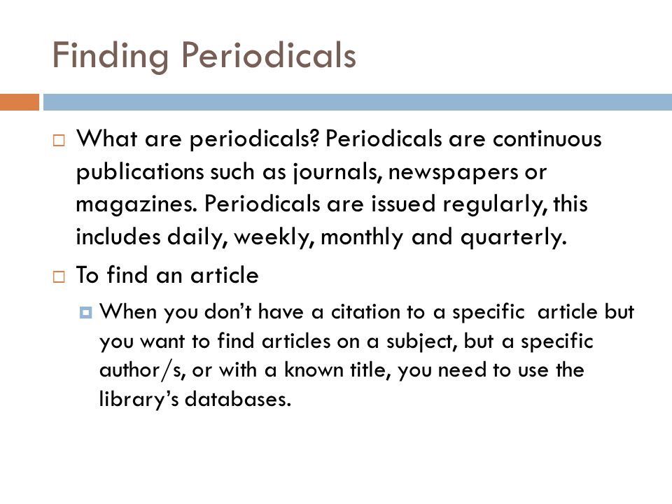 Finding Periodicals