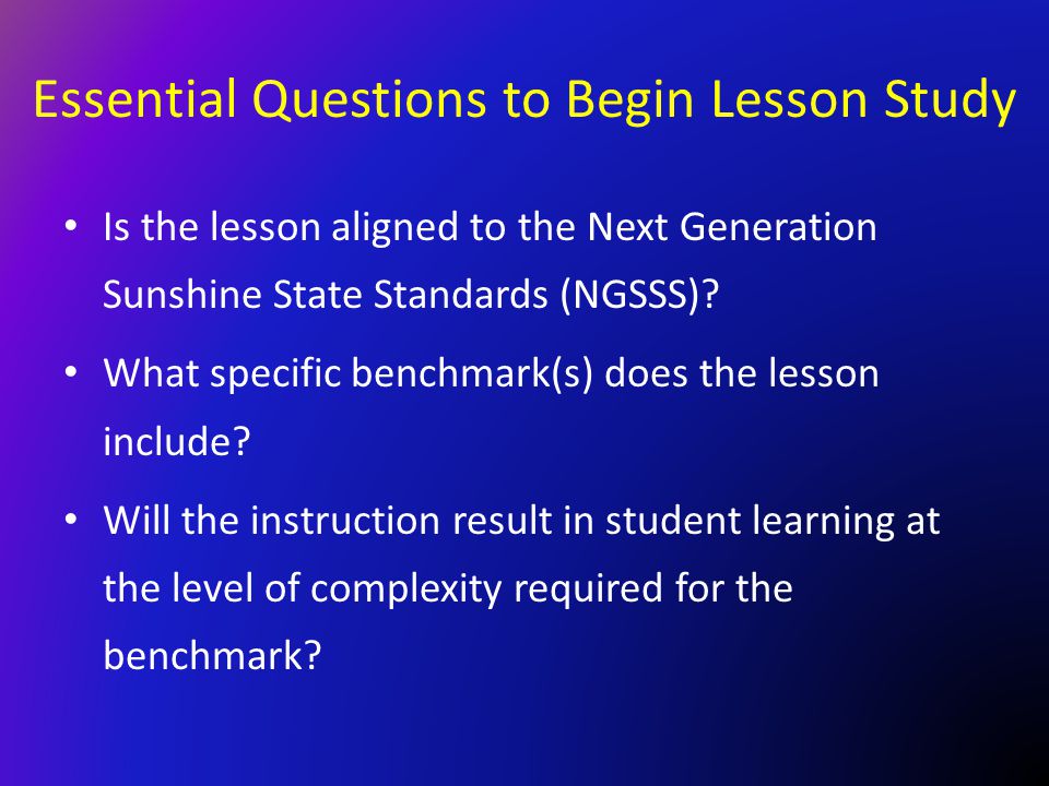 Essential Questions to Begin Lesson Study