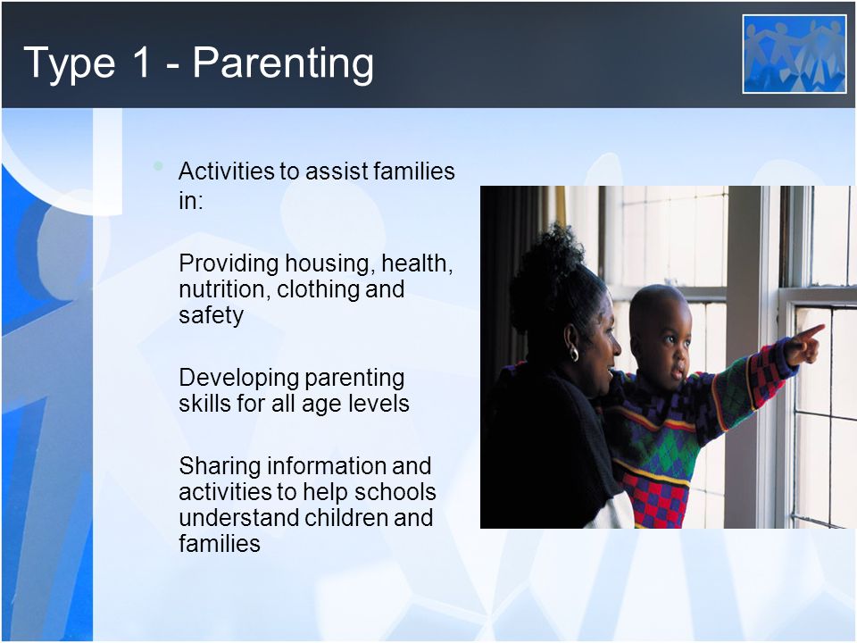 Type 1 - Parenting • Activities to assist families in:
