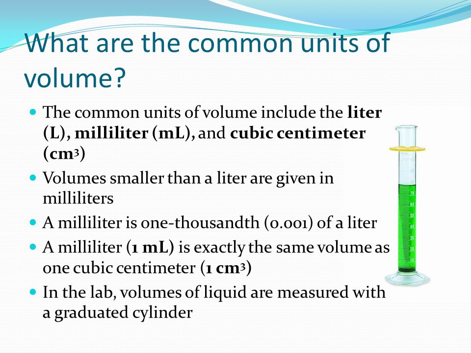 What are the common units of volume