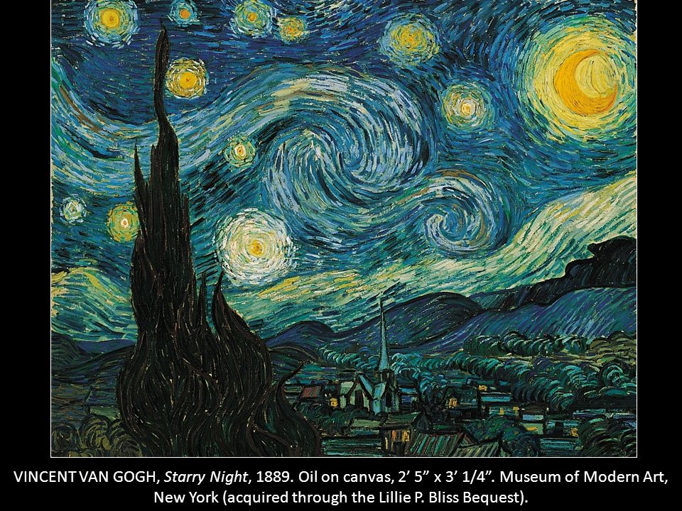 VINCENT VAN GOGH, Starry Night, Oil on canvas, 2’ 5 x 3’ 1/4