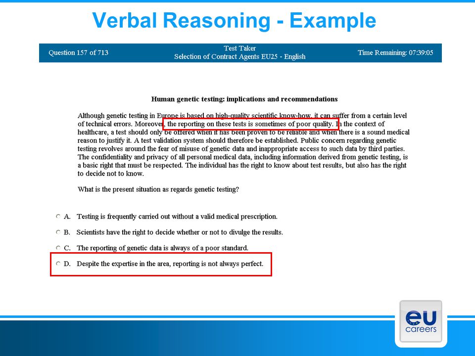 Verbal Reasoning - Example