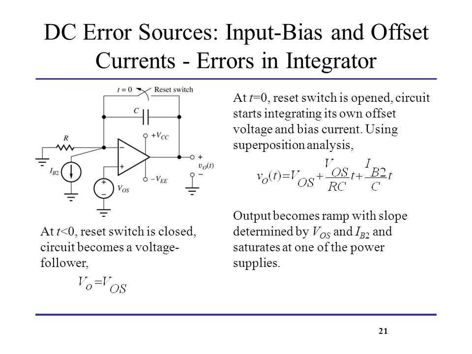 DC Error Sources: Input-Bias and Offset Currents - Errors in Integrator