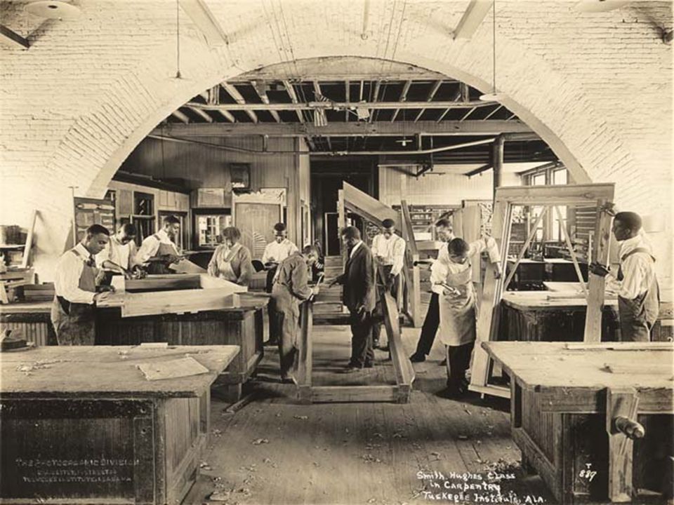 Carpentry class at Tuskegee Institute (currently Tuskegee University)