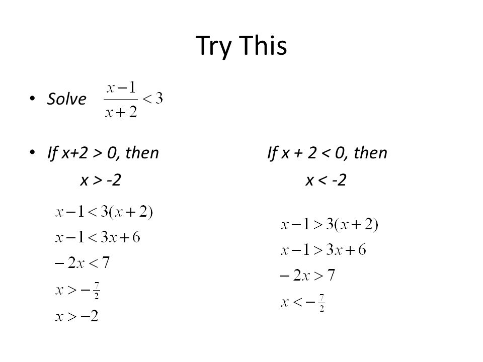 Try This Solve If x+2 > 0, then If x + 2 < 0, then