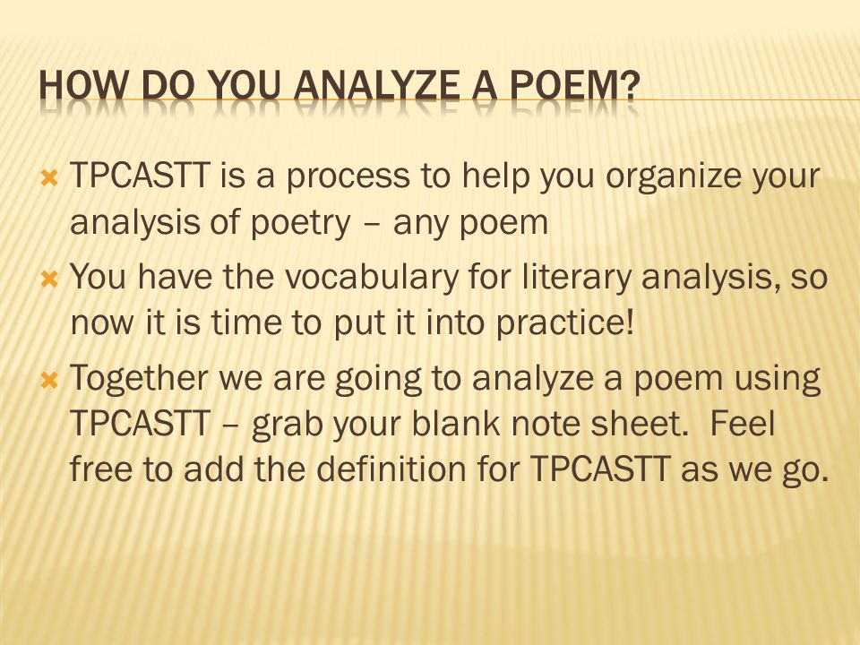 How do You Analyze a Poem