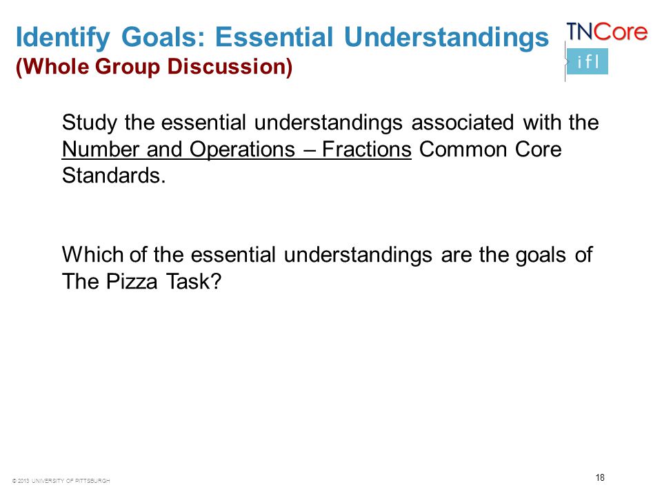 Identify Goals: Essential Understandings (Whole Group Discussion)