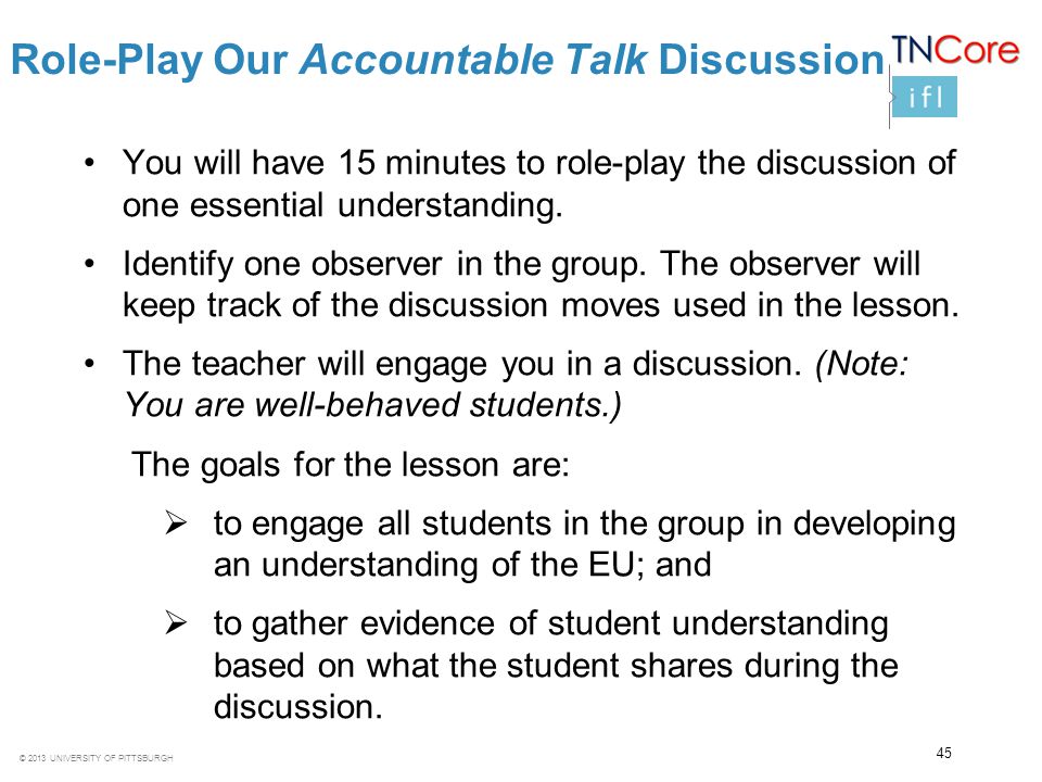 Role-Play Our Accountable Talk Discussion