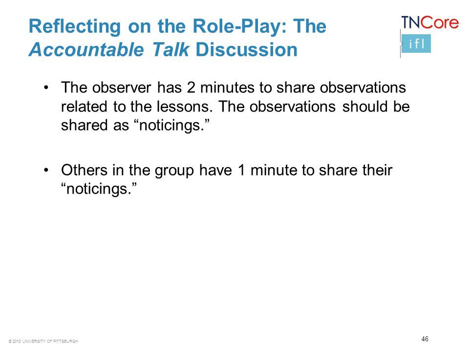 Reflecting on the Role-Play: The Accountable Talk Discussion