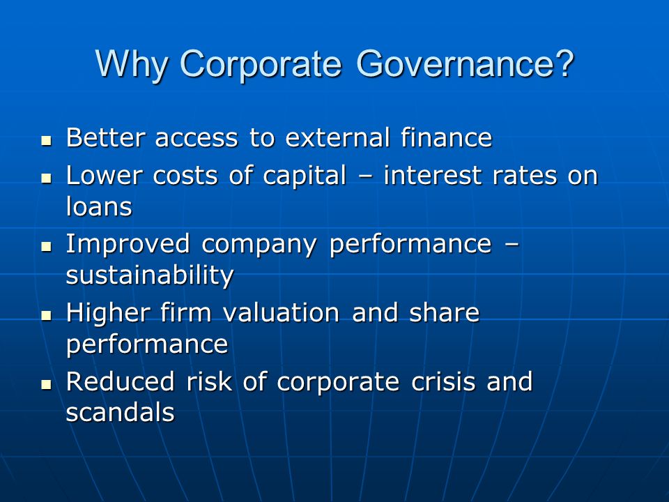 Why Corporate Governance