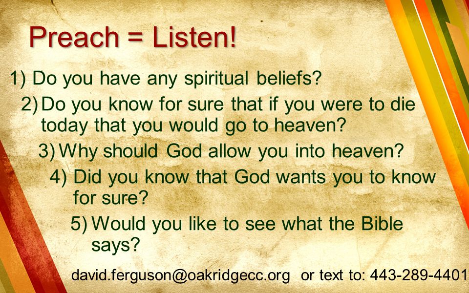 Preach = Listen! Do you have any spiritual beliefs
