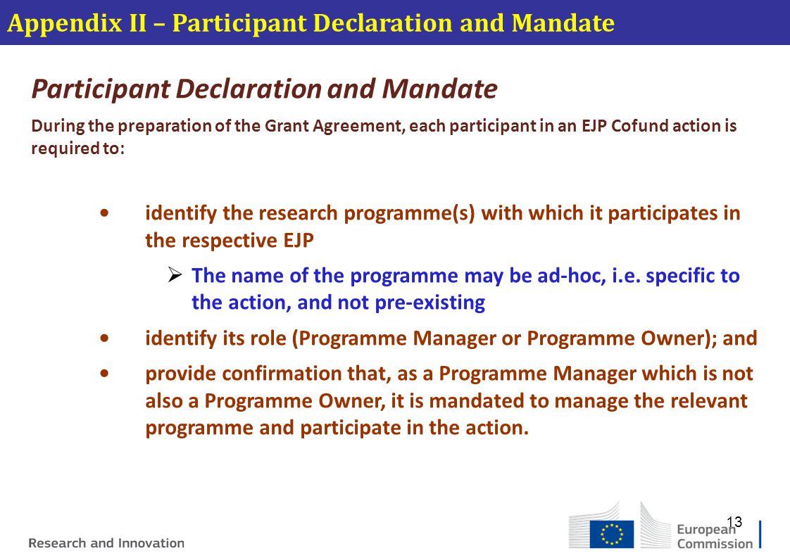 Participant Declaration and Mandate