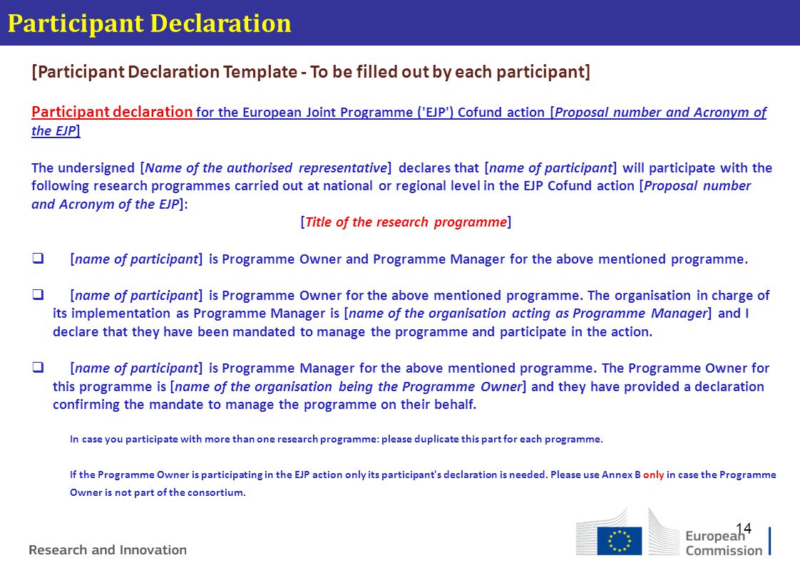 Participant Declaration